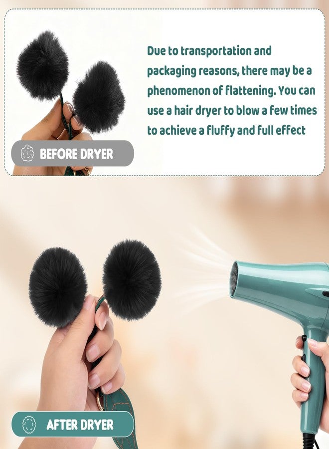Clofiak Cherry Pom Pom Keychain, Fluffy Car Keychain Pompom Key Chains Charm for Handbags, Purses, Handbags for Women Girl (Black) - Image 3